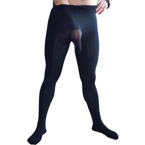 Men's Sexy Plus Size 200D Velvet Sheer Pantyhose High Elastic Soft Stockings Underwear with Sheath