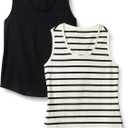 Amazon Essentials Women's Regular-Fit 100% Cotton Sleeveless Tank Top, Pack of 2 (L)