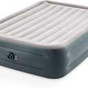 Intex 64125ED Dura-Beam Plus Essential Rest Air Mattress: Fiber-Tech – Queen Size – Built-in Electric Pump – 18in Bed Height – 600lb Weight Capacity