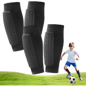 2 Pairs Soccer Shin Guards, Shin Guards Soccer Kids Youth Adult Calf Compression Sleeve with Honeycomb Pads Lightweight Calf Protective Gear for Football & Baseball Boxing MTB for Boys, Girls, Large