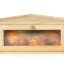 Sunhoo Bread Box for Kitchen Countertop Wooden Corner Breadbox Counter Food Storage Bin Container Farmhouse Rustic Homemade Bread Fresh Keeper Organizer Holder Vintage Stackable with Window (Yellow)