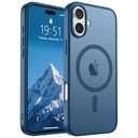 SUPFINE Magnetic for iPhone 16 Plus Case(Compatible with MagSafe) (Military Grade Drop Protection) Slim Translucent Matte Shockproof with Anti-Fingerprint Phone Case, Deep Blue