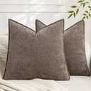 Set of 2 Soft Textured Decorative Throw Pillow Covers 18x18 Inch Cozy Farmhouse Cushion Cover Square Accent Pillow Cases for Bed Couch Sofa Living Room, Taupe Grey