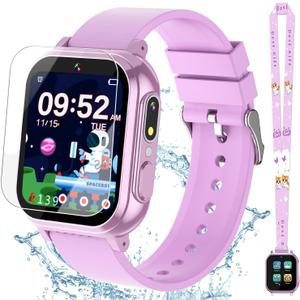 Kids Smart Watch Girls Gifts Age 3-12, Waterproof Watch for Kids with 32 Games, Dual Camera, Touch Screen, Alarm Clock, Music Player, Pedometer Birthday Gift Toys for Girls Ages 5 6 7 8 9 10 (Purple)
