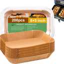 Rectangle Air Fryer Liners for 6 Quart Dual Basket, Ninja double Dual Liners Disposable, 200Pcs Rectangular Parchment Paper Liner for COSORI 9Qt Double Air Fryer with 2 Baskets (8x 5''Rectangle)
