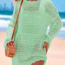 PRETTYGARDEN Women's 2025 Swimsuit Cover Ups Crochet Knit Bathing Suit Swimwear Summer Dresses Fashion Beach Vacation Clothes (Green, XXL)