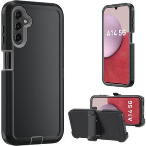 for Samsung Galaxy A14 5G case,A14 5G Heavy Duty case,[Military Grade Protective ][Shockproof] [Dropproof] [Dust-Proof], ONLY Fit Galaxy A14 5G Phone(Black/Gray)