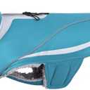 Frostfit Dog Coat, Dog Jacket for Winter & Cold Weather, Warm Fluffy Fleece Lined Water Resistant Reflective for Puppy, Coat with Leash Hole, Turquoise S