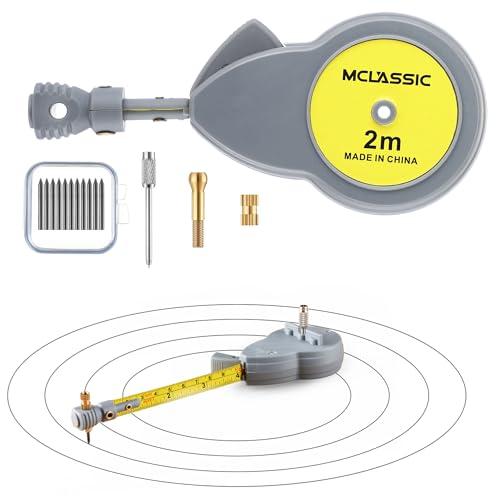 Dreyoo 6.56 ft Rotape Tape Measure Compass with 10 Pencil Leads, Measure Beam Compass for Drawing Circles and Lines, Fixable Button Circle Drawing Tool with Tape Measures