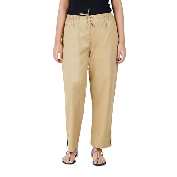 2 Pack Cotton Women Pants Beige White (X-Large)
