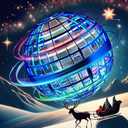 2025 Upgraded Flying Orb Ball Toy with LED Lights, Cosmic Boomerang Hover Orb Ball for Kids & Adults, for Indoor/Outdoor Fun Cool Holiday Magic Toy (Blue)