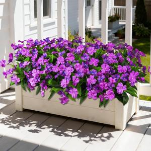 Hommyea Artificial Fake Flowers for Outdoor, 6 Bundles UV Resistant Faux Plants Decoration Silk Flowers No Fade Plastic Flowers for Outside Planters Home Porch Patio Yard Garden Decor(Purple)