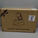 Stainless Steel Cat Litter Box with Lid, 180 Flip Top Kitty Litterbox, XL High Sided Enclosure Litter Pan for Big Cats, Front & Top Entry, Anti-Leakage, Odor-Free, Includes Scoop Mat, Purple