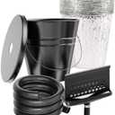 Rear Grease Drainage System for Blackstone Grease Catcher Upgrade, Blackstone Grease Trap Funnel with Grease Gate, Grease Bucket W/Lid, 12 Pack Foil Bucket Liners, Blackstone Griddle Accessories