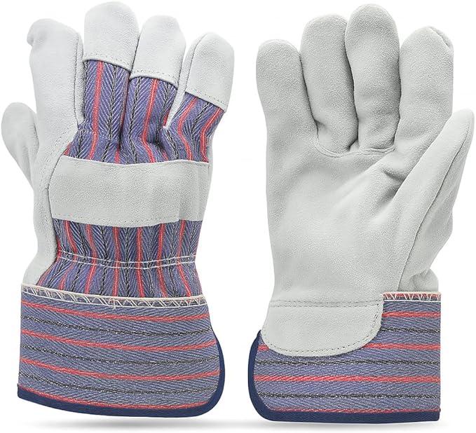 Leather Palm Work Gloves Cowhide Leather Suede Finish A Grade Premium