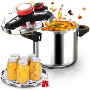 18/8 Stainless Steel Pressure Canner 32 QT,One-Hand Locking Pressure Cooker
[Save 70% of time ] Pressure Canner for Canning, Induction Compatible,Gas Stove Compatibility, Steamer Rack Included