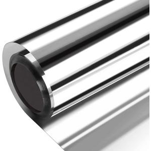 One Way Window Film,Privacy Tint Non Adhesive Static Clings Shades Glass Mirror Film Sun UV Reflective Cover, Heat Control Solar Blocker, Removable Film for House Office Silver 23.6 x 59 Inch