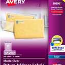 Avery Printable Return Address Labels with Sure Feed, 2/3" x 1-3/4", Matte Clear, 600 Blank Mailing Labels (18695)