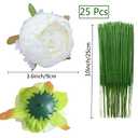 FagusHome 25 Pcs Silk Peony Artificial Flower Heads 4 inch Fake Peony Flowers Heads with Stems Artificial Peony Flower Heads in Bulk Wholesale for Wedding Home Decor (Off White)