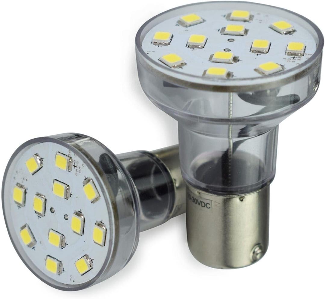 LLB115612CWLN2 2 Pack Light Bulb Rv 1156 1141 1383 2.1 Watt Cool White Long LL-B1156-12CW-LN-2