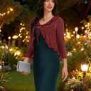 Women's Shrug Sheer Tie Front 3/4 Sleeve Bolero Shrugs Sparkly Lightweight Cropped Cardigan Cover Up for Evening Dress