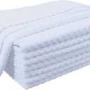 POLYTE Ultra Premium Microfiber Kitchen Dish Cloth Waffle Weave, 8 Pack (12x12 in, White)
