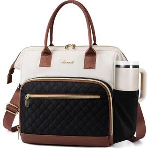 LOVEVOOK Lunch Bag Women, Insulated Adult Lunch Box for Women Work, Wide Opening Leakproof Cooler Tote Bag for Office Campus Picnic Beach with Shoulder Strap, Loncheras Para Mujer with Cup Holder