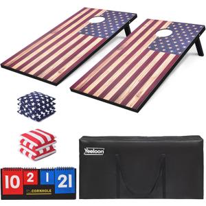 Cornhole Set, Tailgate/Regulation Size Cornhole Boards with 8 Bean Bags and Carrying Case, 3x2/4x2 Corn Hole Outdoor Game Toss Board for Adults Outside Activities