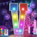 imprsv 3FT Colorful Marquee Letters V, 18 Colors Large Light up Letters Alphabet Sign with Remote, Big Marry Me Sign, Birthday Party Decorations Anniversary Wedding Decoration