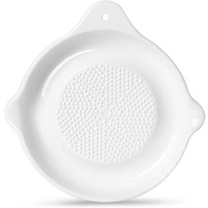 ONTUBE Ceramics Grater Plate for Ginger, Garlic, Onion, Cheese, Lemon, Chocolate, Vegetables and Fruits for Kitchen, White (5.5" x 1 Pieces)