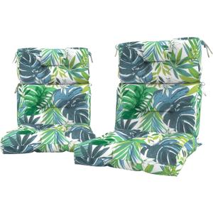 LVTXIII Outdoor Seat/Back Chair Cushion Patio Tufted High Back Cushion, Seasonal Replacement Rocking Chair Cushion with Ties (22” W x 20D”, Set of 2, Islamorada Blue Green)