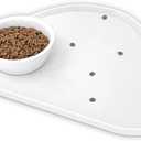 Ptlom Pet Placemat for Dogs and Cats, Non-Slip Waterproof Dog Feeding Mats Prevent Food and Water Overflow, Puppy Bowl Mat Suitable for Small, Medium and Large Pets, Silicone, White (18.8"L x 11.7"W)