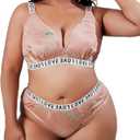 Bra and Panty Sets Sexy Lingeries for Women, 2-Piece Bra and Underwear Set with Print 3XL Pink