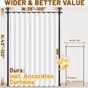 AJAZZ Privacy Curtains for Room Divider with Blackout & Soundproof (White, W100 x L96 in, 1 Panel)+ No Drill Curtain Rod(H) 43-120×(W) 35-100 in, Wall Divider for Bedroom/Studio/Office Curtain