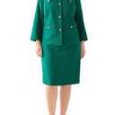  Le Suit Tonal Jewel Neck Jacket & Skirt Emerald 22W