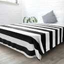PAVILIA Striped Blanket for Sofa Couch Bed | Soft Flannel Fleece Stripe Black and White Decorative Throw | Warm Cozy Lightweight Microfiber  100x60 In