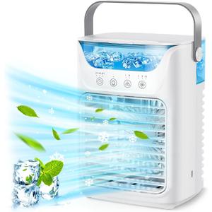 Air Cooler Portable Air Conditioner, Quiet Evaporative Air Cooler with 3 Speeds, 700ML Portable AC with 3 Wind Speeds for Room, Bedroom