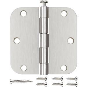 6 Pack Nickel Door Hinges Brushed Nickel 3 1/2 Interior Door Hinges Satin Nickel 3.5 Inch with 5/8 Radius Corners 3 "x 3 " Silver Hardware Controls JIW Garage Factory