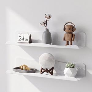 Pinkunn 2 Pack 24 Inch Acrylic Floating Shelves for Wall, No Drill, White
