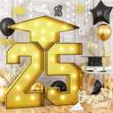 4.5FT Graduation Decorations, 25 Light Up Numbers Graduation Cap with Lights, Gold Mosaics Marquee 25 Number Frame Pre-Cut Board Kit for Class of 2025 High School College Graduation Party Decorations