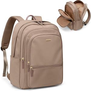 GOLF SUPAGS 15.6 Inch Women's Laptop Backpack, Water Resistant Work College Travel Daypack, Everyday Commuter Bag for Teacher Nurse (Champagne)