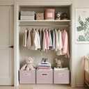 DECOMOMO Storage Bins for Shelves Robust Fabric Closet Bins for Shelves Toy Storage Clothes Books (Pack of 3 Pink)