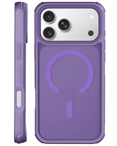 ZOYTONE Magnetic for iPhone 17 Pro Case, Compatible with MagSafe, Threaded Border Non-Slip, 4 Cornered Pro Drop Protection, Alloy Camera Frame, Mil-Grade Drop Tested, Shockproof Phone Case, Purple
