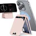 QYQBOON Mag-Safe Wallet for Women Strongest Magnetic Lightweight Phone Wallet Stand Adjustable Leather Card Holder for iPhone 17/16/15/14/13/12 Series, Not for iPhone 13/12 Mini (Pink)