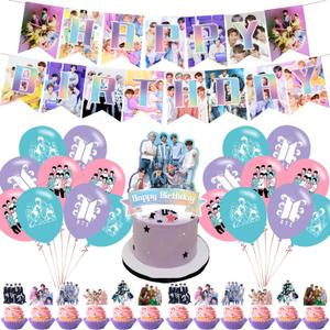 Bangtan Boys Party Supplies ,BTSS Birthday Party Decoration Kpop Includes Cake Toppers,Cupcake Toppers, Balloons,Banner Party Supplies Decoration For Adults Boys Girls