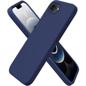 ORNARTO Compatible with iPhone 16e Case 6.1"(2025), Liquid Silicone 3 Layers Full Covered Soft Gel Rubber Phone Case,Shockproof Protective Cover with Anti-Scratch Microfiber Lining-Navy Blue