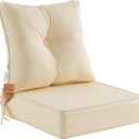 Deep Seat Pillow and High Back Chair Cushions Outdoor Water Repellent Replacement Patio Seating Cushions,Seat 24"x24"x6",Back 22"x24"x6",Beige