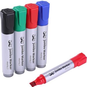 Mr. Pen- Jumbo Permanent Markers, 4 Pack, Assorted Color, Chisel Tip, Large, King, Color Permanent Markers Set, Huge Poster Markers (Black, Green, Red, Blue)