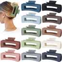 Sisiaipu Hair Clip - Claw, 4.1 Inch Extra Large for Thick, Long, Curly Hair, 12 Pcs, 12 Rubber Paint and Plastic Materials, Non-Slip Design, Women and Girls Hair Accessories - Multicolor