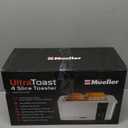 Mueller UltraToast Full Stainless Steel Toaster 4 Slice, Long Extra-Wide Slots for Bagels and Waffles, 6 Browning Levels, LED Display, Cancel/Defrost/Reheat Functions & Removable Tray, Kitchen Gadgets